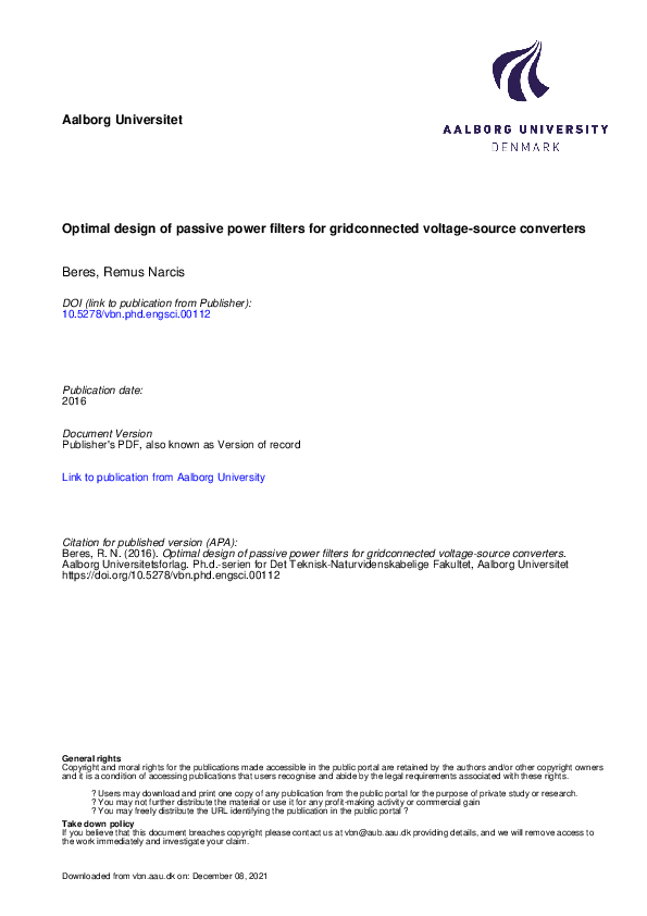 (PDF) Optimal design of passive power filters for gridconnected voltage ...