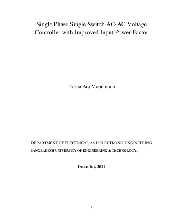 (PDF) Single phase single switch AC-AC voltage controller with improved ...