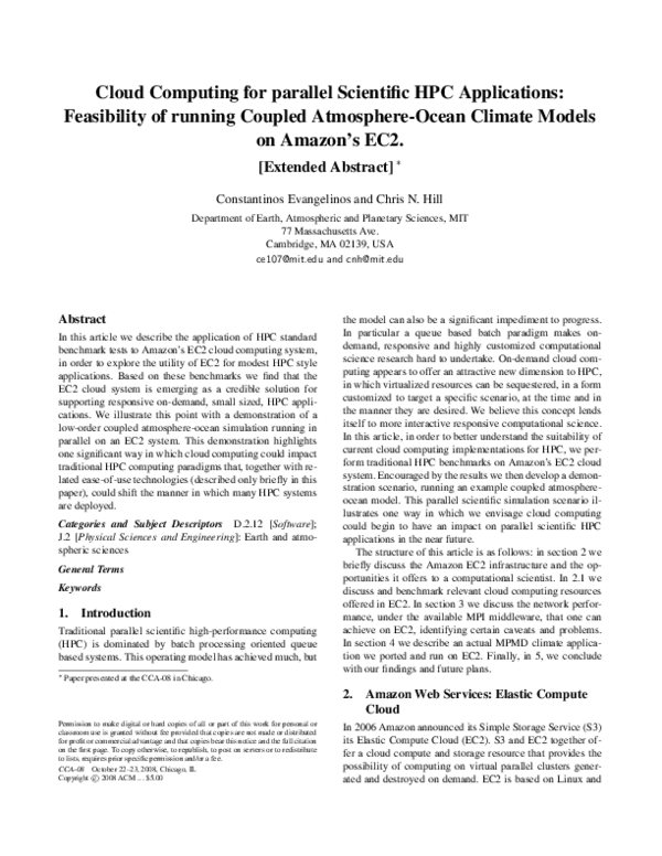 (PDF) Cloud Computing for parallel Scientific HPC Applications ...