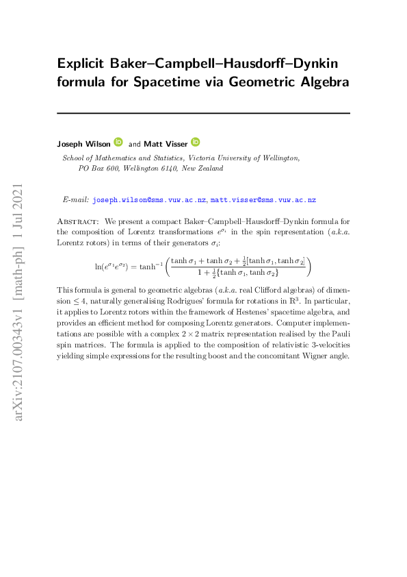 (PDF) Explicit BakerCampbellHausdorffDynkin formula for spacetime