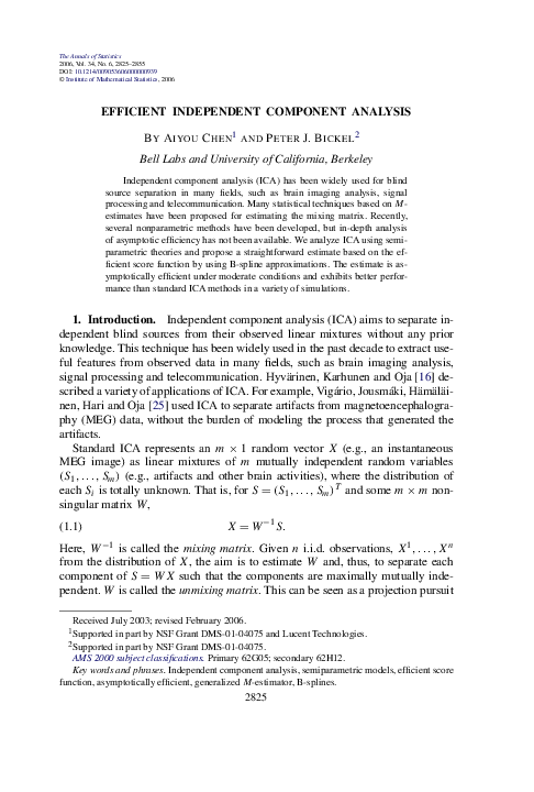 (PDF) Efficient independent component analysis
