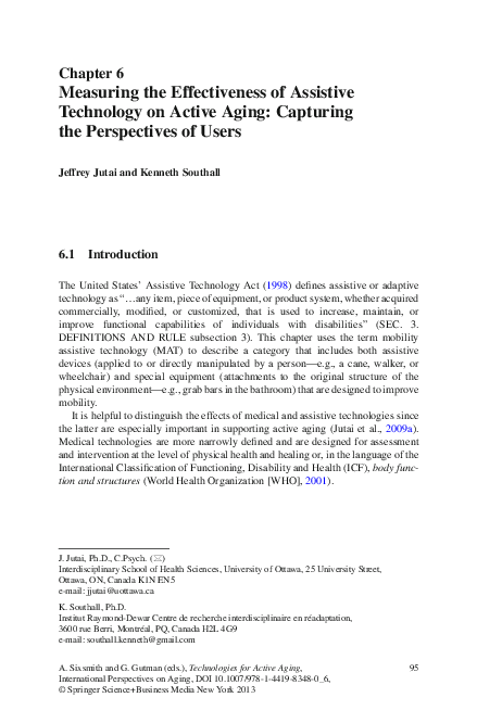 (PDF) Measuring the Effectiveness of Assistive Technology on Active ...