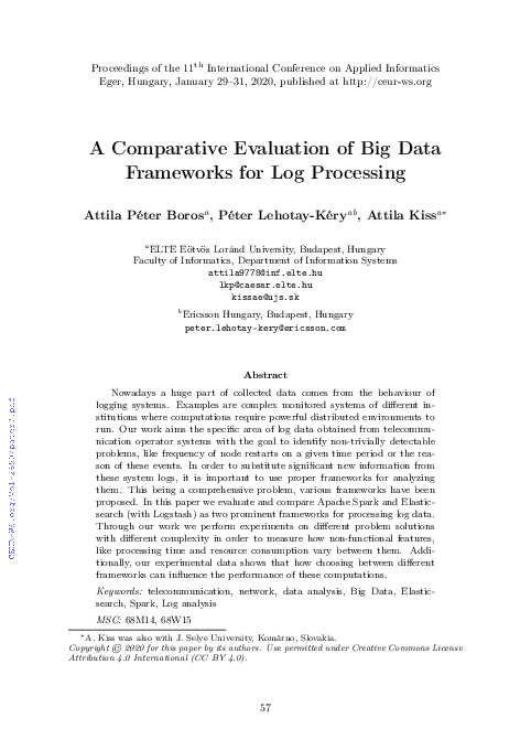(PDF) A Comparative Evaluation of Big Data Frameworks for Log Processing