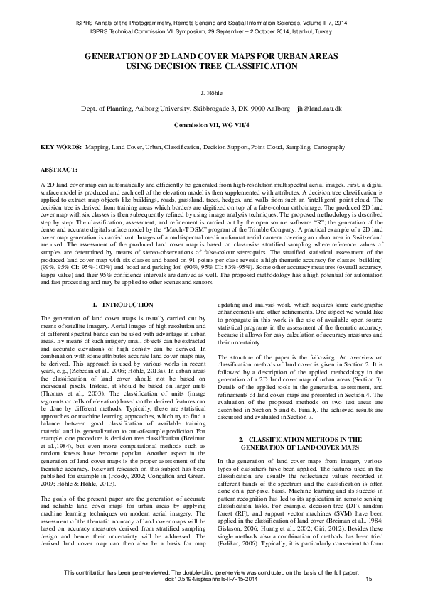 (PDF) Generation of 2D Land Cover Maps for Urban Areas Using Decision ...