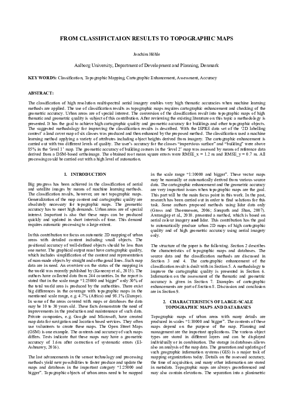 (PDF) From classification results to topographic maps