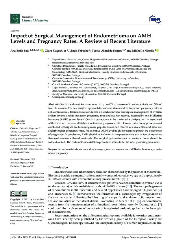 (PDF) Impact of Surgical Management of Endometrioma on AMH Levels and ...