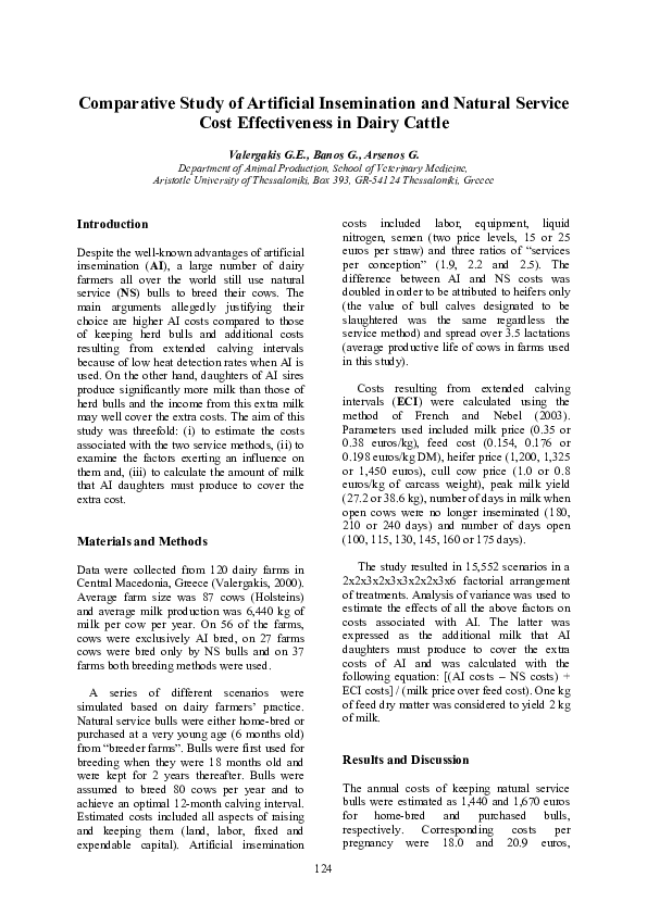 (PDF) Comparative study of artificial insemination and natural service ...