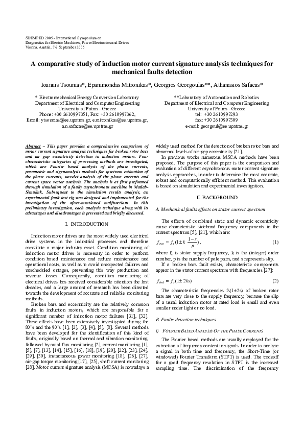 (PDF) A comparative study of induction motor current signature analysis ...