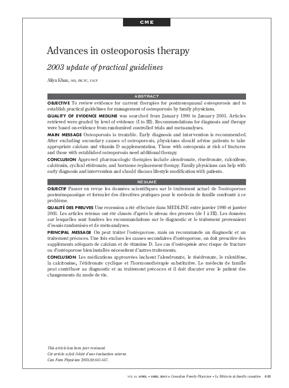 (PDF) Advances in osteoporosis therapy. 2003 update of practical guidelines