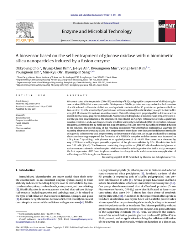 (PDF) A biosensor based on the self-entrapment of glucose oxidase ...