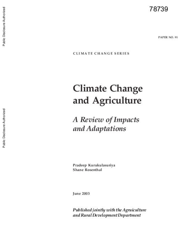 (PDF) Climate change and agriculture: a review of impacts and adaptations