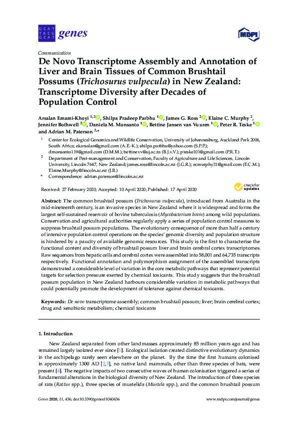 (PDF) De novo Transcriptome Assembly and Annotation of Liver and Brain ...