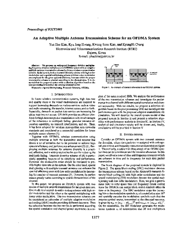 (PDF) An adaptive multiple antenna transmission scheme for an OFDMA system Kyunghi Chang