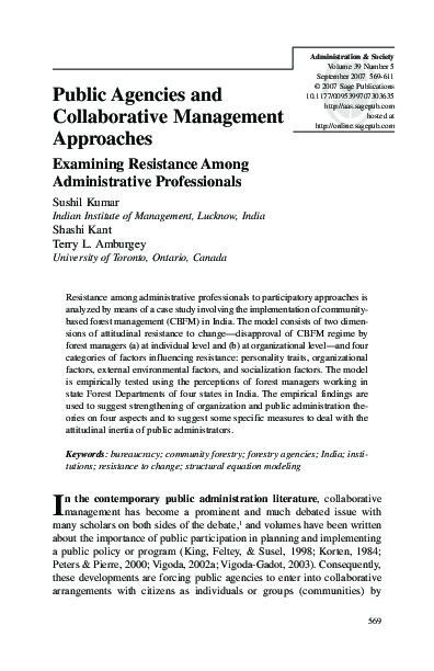 (PDF) Public Agencies and Collaborative Management Approaches