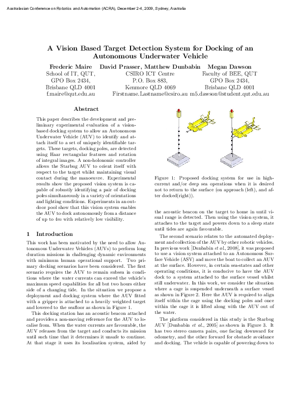 (PDF) A Vision Based Target Detection System for Docking of an A ...