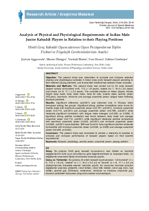 (PDF) Analysis of Physical and Physiological Requirements of Indian ...