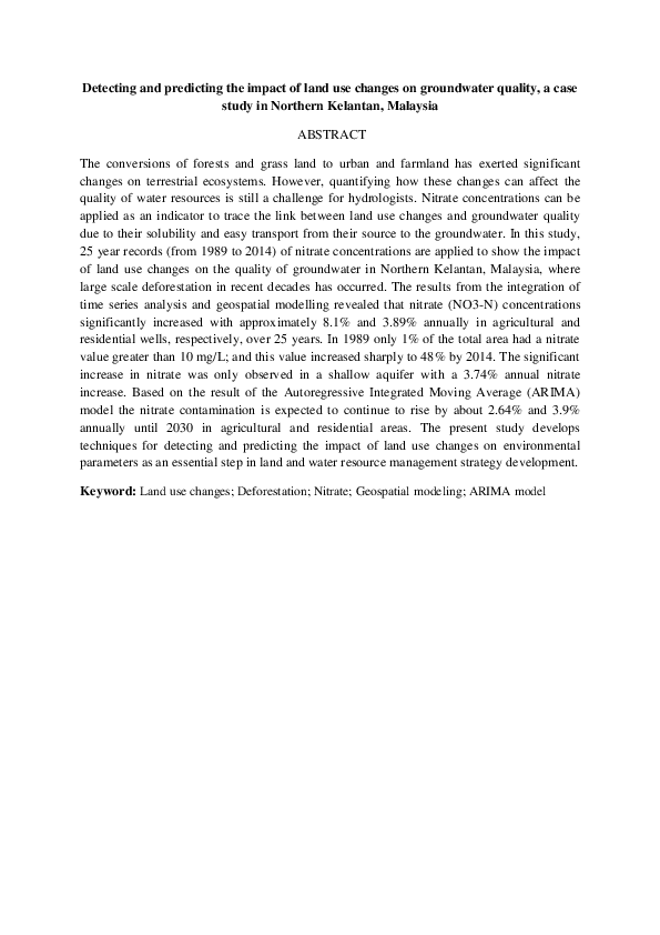 (PDF) Detecting and predicting the impact of land use changes on ...