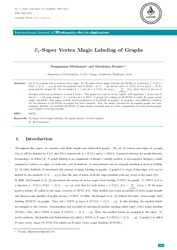 (PDF) International Journal of Mathematics And its Applications E k ...