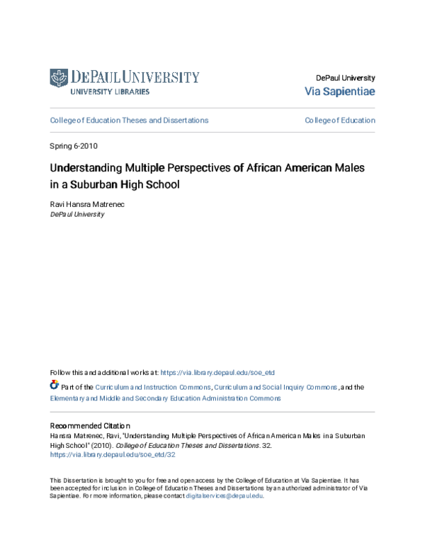 (PDF) Understanding Multiple Perspectives of African American Males in ...
