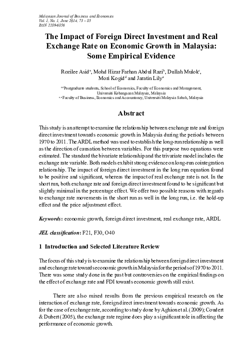 (PDF) The Impact of Foreign Direct Investment and Real Exchange Rate on ...