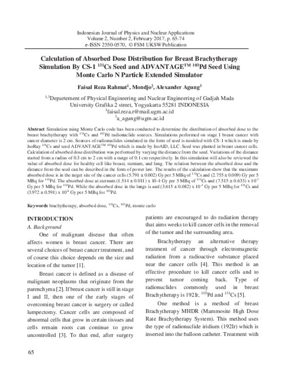 (PDF) Calculation of Absorbed Dose Distribution for Breast ...