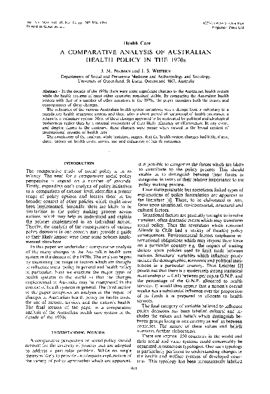(PDF) A comparative analysis of Australian health policy in the 1970s