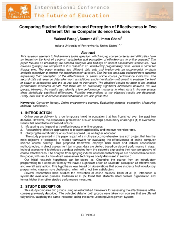 (PDF) Comparing Student Satisfaction and Perception of Effectiveness in ...