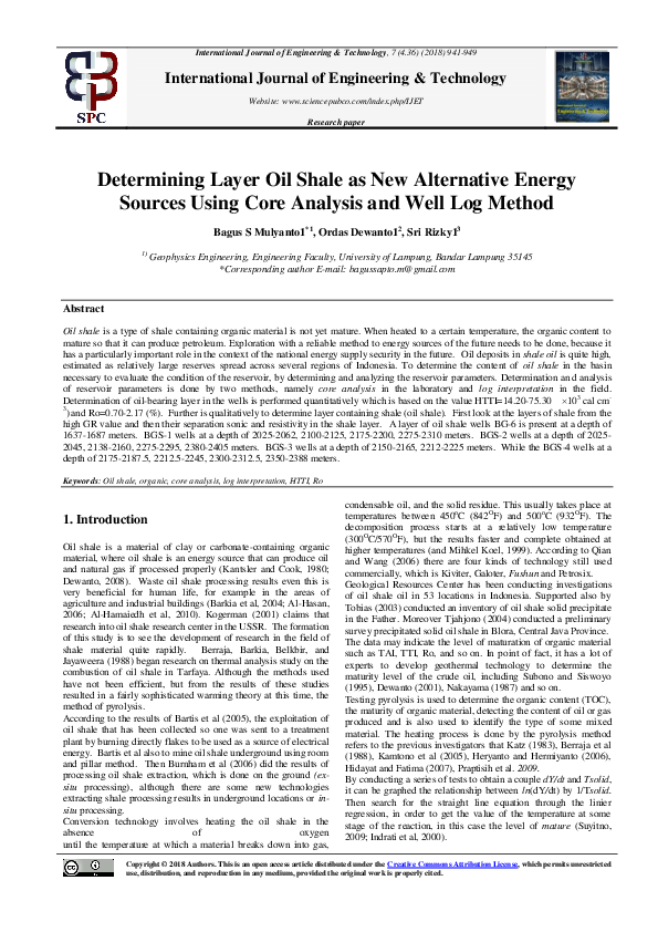 (PDF) Determining Layer Oil Shale as New Alternative Energy Sources ...