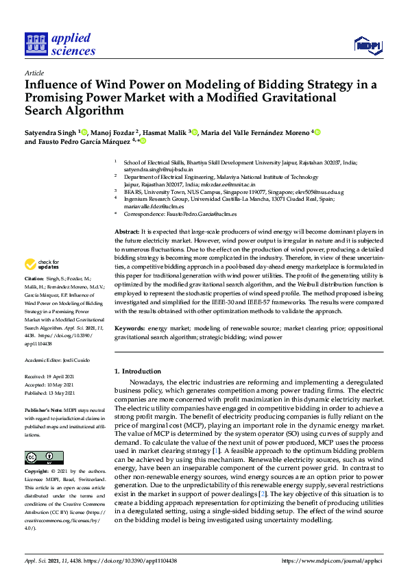 (PDF) Influence of Wind Power on Modeling of Bidding Strategy in a ...
