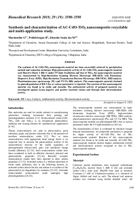 (PDF) Synthesis and characterization of AC-CdO-TiO2 nanocomposite ...