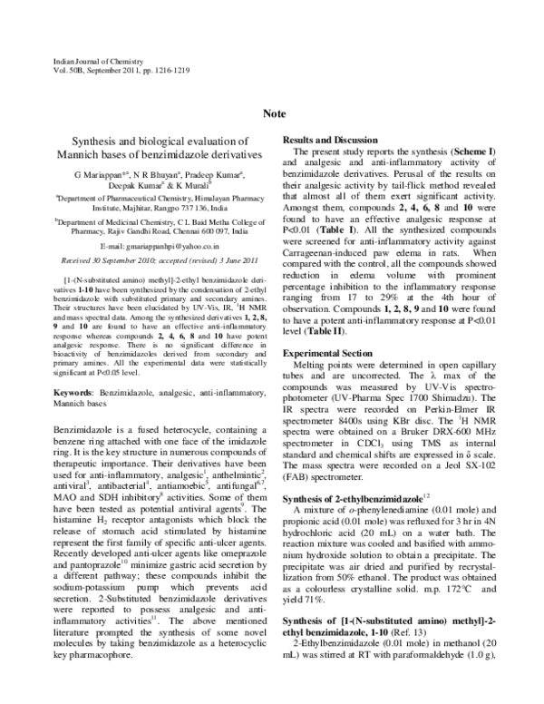 (PDF) Synthesis and biological evaluation of Mannich bases of ...