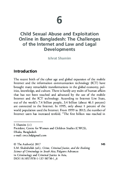 (PDF) Child Sexual Abuse and Exploitation Online in Bangladesh: The ...