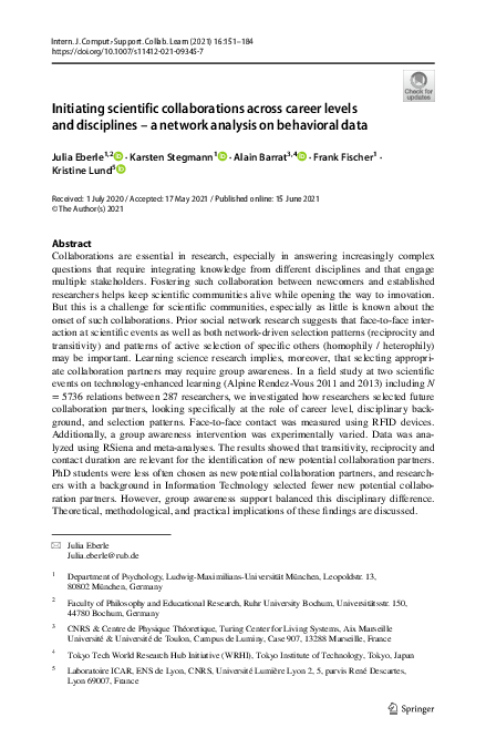 (PDF) Initiating scientific collaborations across career levels and ...