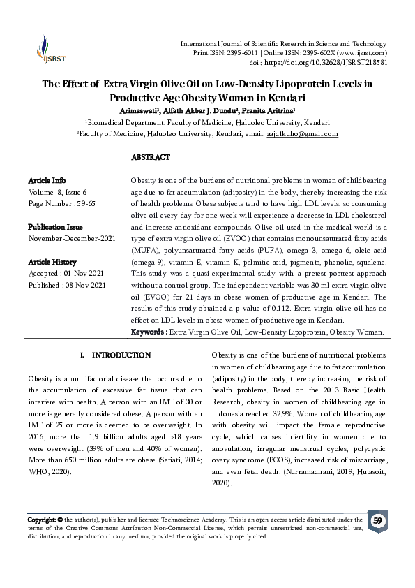 (PDF) The Effect of Extra Virgin Olive Oil on LowDensity Lipoprotein