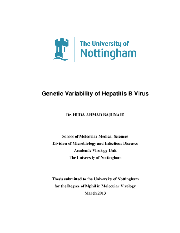 (PDF) Genetic variability of Hepatitis B virus