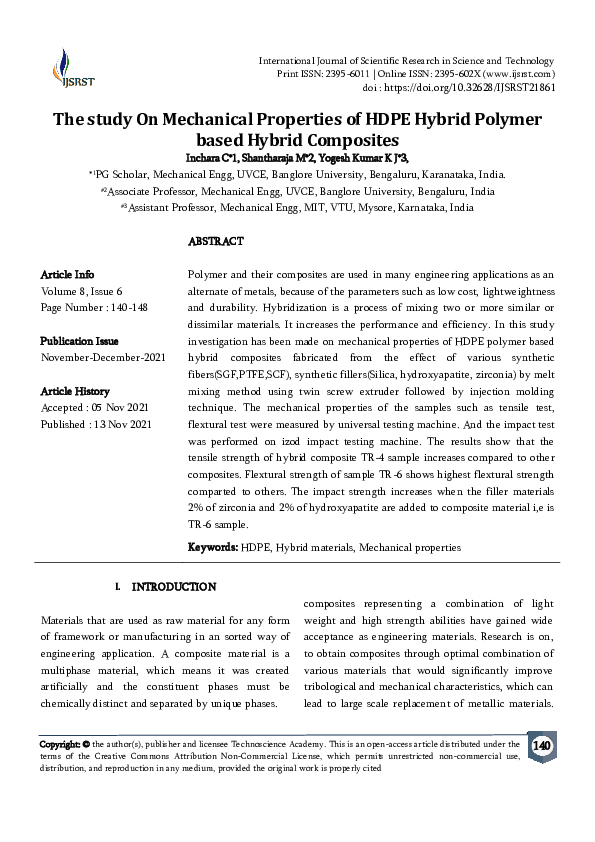 (PDF) The study On Mechanical Properties of HDPE Hybrid Polymer based ...