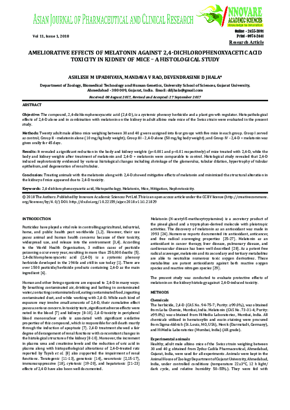 (PDF) Ameliorative Effects of Melatonin Against 2,4 ...
