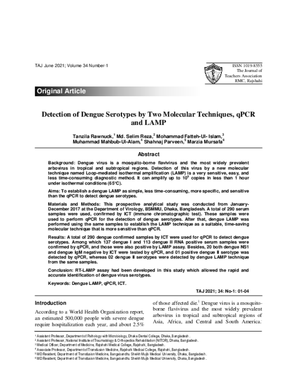 (PDF) Detection of Dengue Serotypes by Two Molecular Techniques, qPCR ...