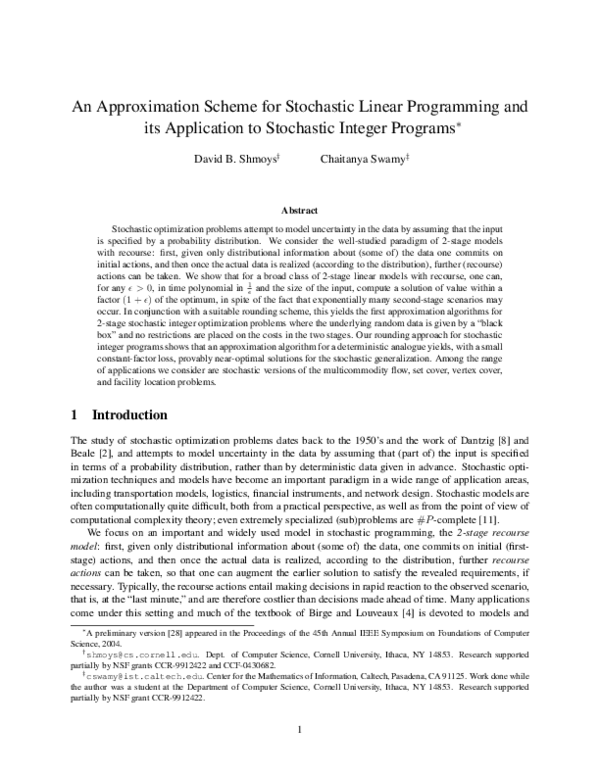 (PDF) An approximation scheme for stochastic linear programming and its ...