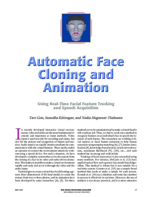 (PDF) Automatic face cloning and animation using realtime facial