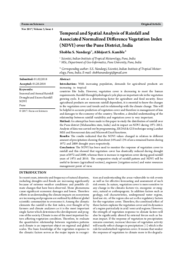 (PDF) Temporal and Spatial Analysis of Rainfall and Associated ...