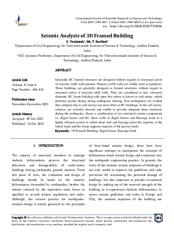 (PDF) Seismic Analysis of 3D Framed Building