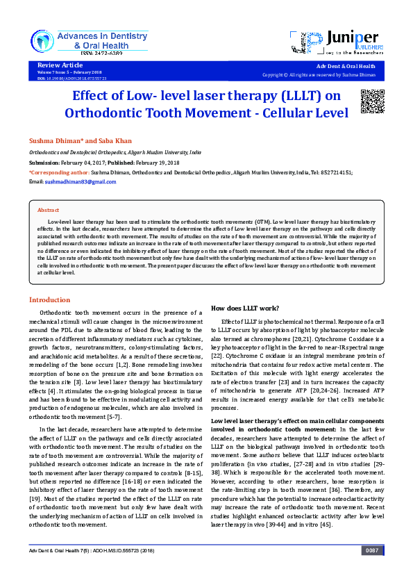 (PDF) Effect of Low- level laser therapy (LLLT) on Orthodontic Tooth ...