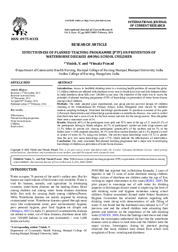 (PDF) Effectiveness of Planned Teaching Programme (PTP) on Prevention ...