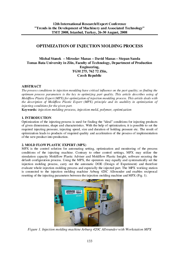 (PDF) Optimization of Injection Molding Process