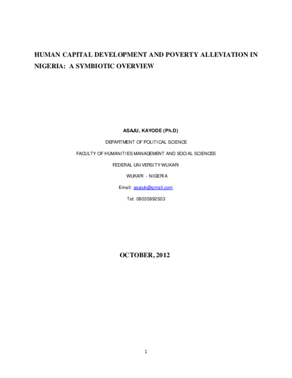 (PDF) Human Capital Development and Poverty Alleviation in Nigeria: A ...