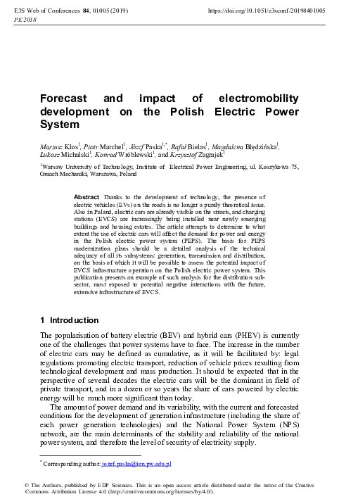 (PDF) Forecast and impact of electromobility development on the Polish ...