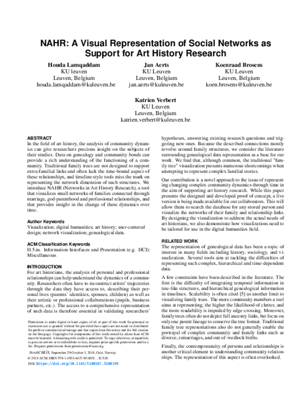 (PDF) NAHR a visual representation of social networks as support for