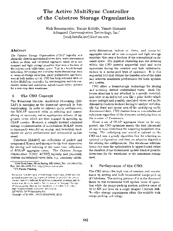 (PDF) The active MultiSync controller of the cubetree storage organization