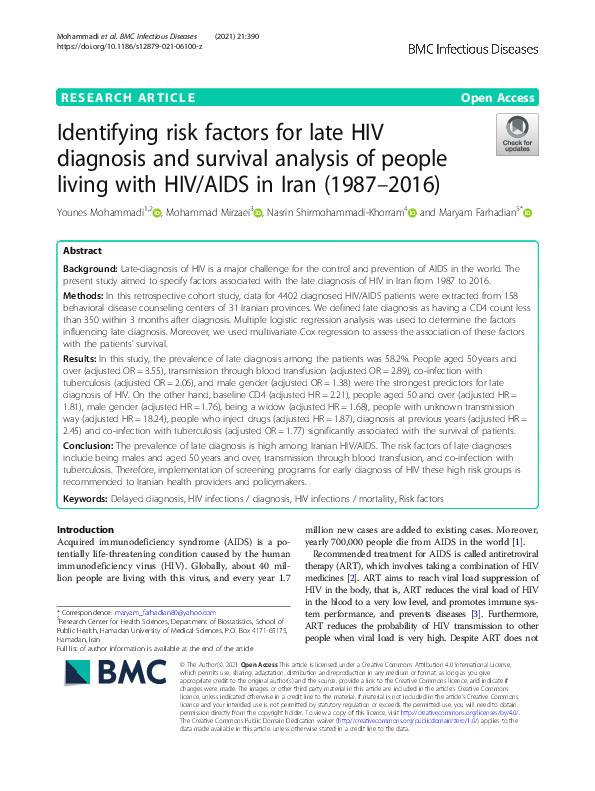 (PDF) Identifying risk factors for late HIV diagnosis and survival ...